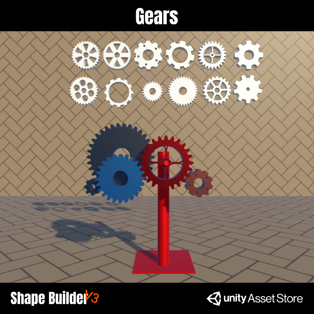 Gears generated with OutlineBezierShape