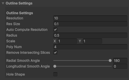 OutlineBezierShape outline settings