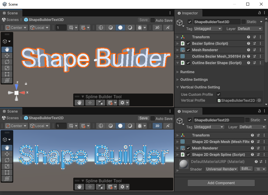 OutlineBezierShape custom vertical profile settings