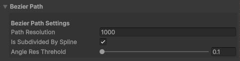 OutlineBezierShape Bezier path settings