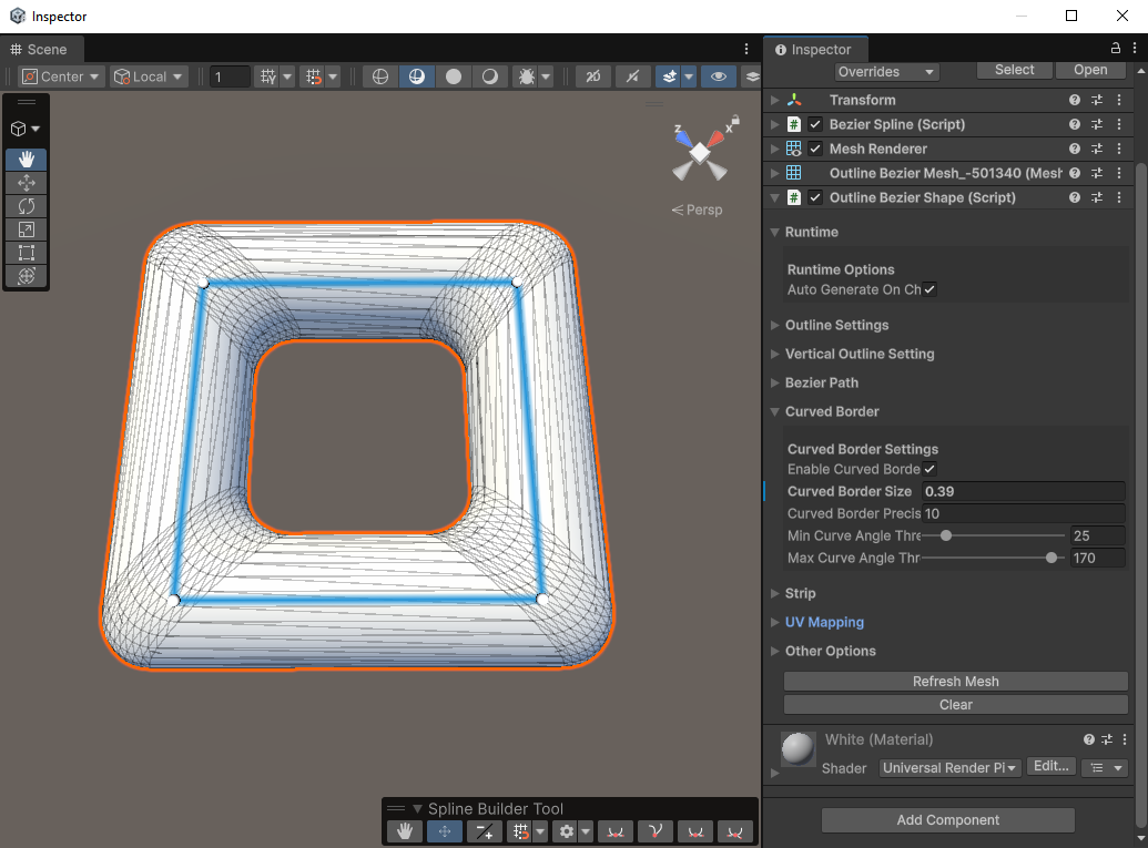 OutlineBezierShape curved border settings